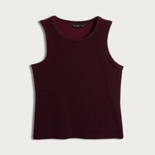 F&F Metallic Ribbed Crew Neck Racer Vest in Burgundy thumbnail 4