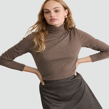 F&F Ribbed Roll Neck Long Sleeved Top in Mink