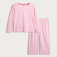 F&F Pure Cotton Candy Cane Print Top and Trousers Pyjamas in Pink thumbnail 4