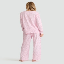 F&F Pure Cotton Candy Cane Print Top and Trousers Pyjamas in Pink thumbnail 3