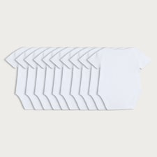 F&F Baby 10-Pack Pure Cotton Short Sleeved Bodysuits in White thumbnail 2