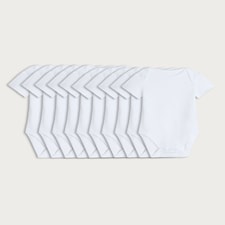 F&F Baby 10-Pack Pure Cotton Short Sleeved Bodysuits in White