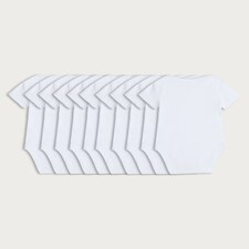 F&F Baby 10-Pack Pure Cotton Short Sleeved Bodysuits in White thumbnail 2