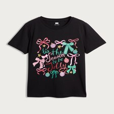 F&F 'Tis the Season to Be Jolly Slogan T-Shirt in Black thumbnail 4