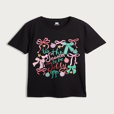 F&F 'Tis the Season to Be Jolly Slogan T-Shirt in Black thumbnail 4