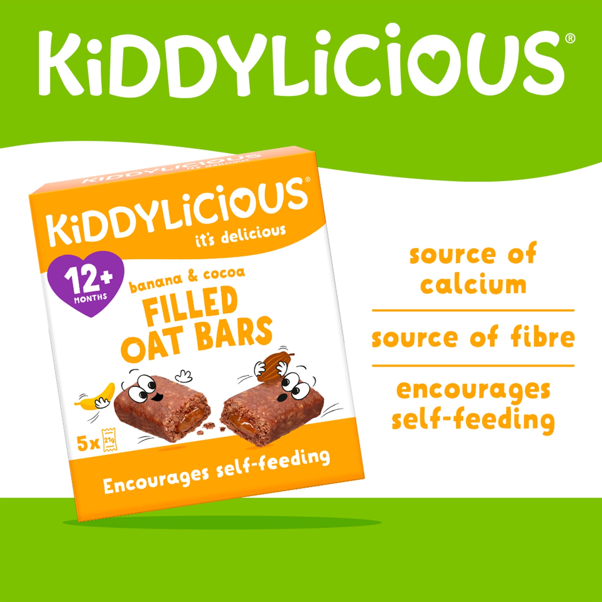 Kiddylicious Banana & Cocoa Oat Bars 5x21g thumbnail 2