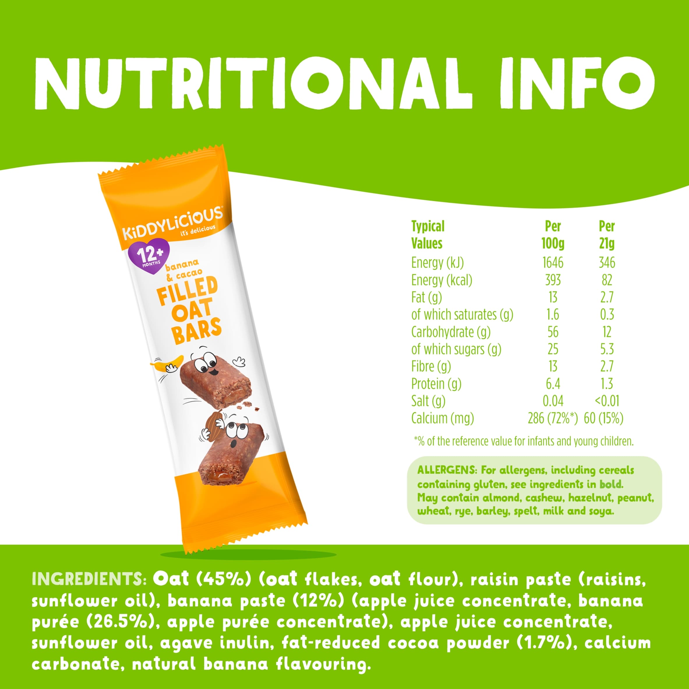 Kiddylicious Banana & Cocoa Oat Bars 5x21g thumbnail 3