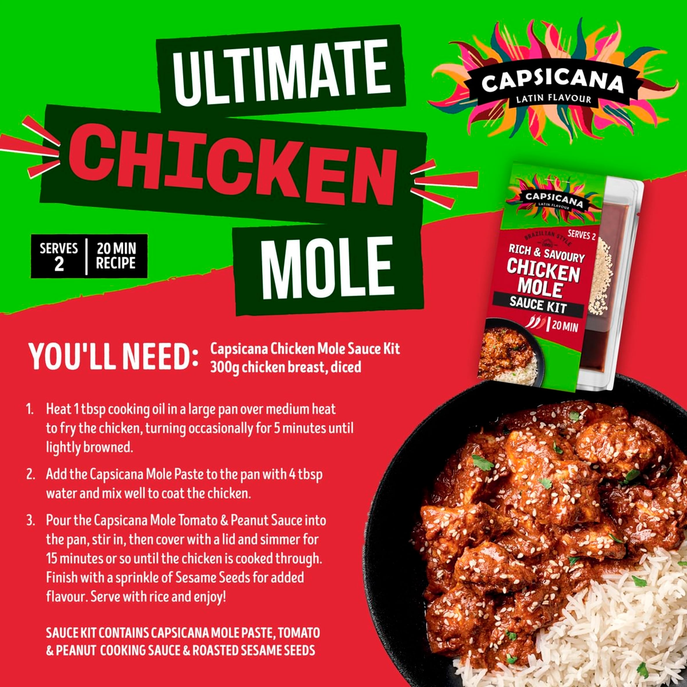 Capsicana Mexican Chicken Mole Cooking Sauce Kit 273g thumbnail 3