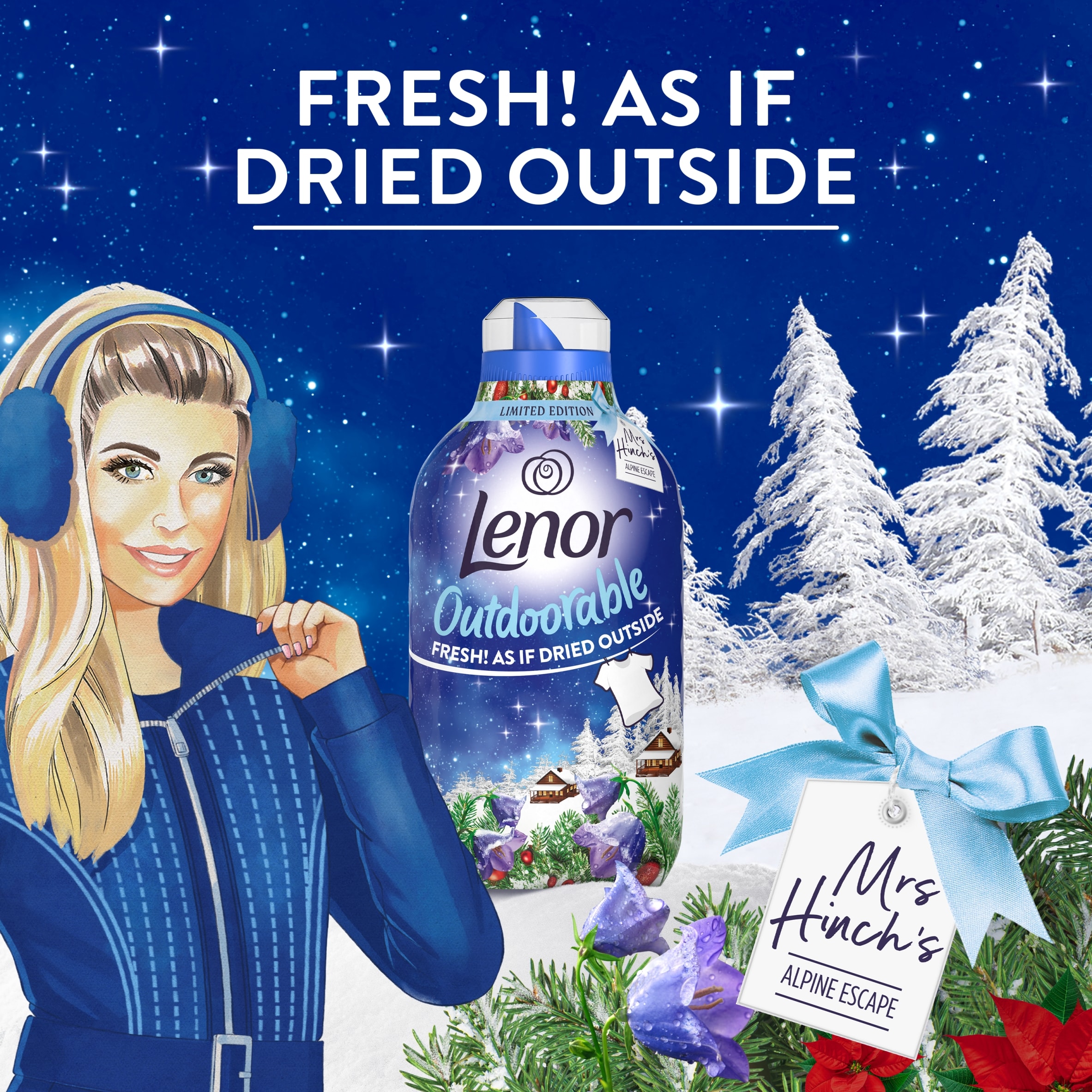 Lenor Outdoorable Fabric Conditioner Bluebells & Wild Berries 53 Washes 742ml thumbnail 2