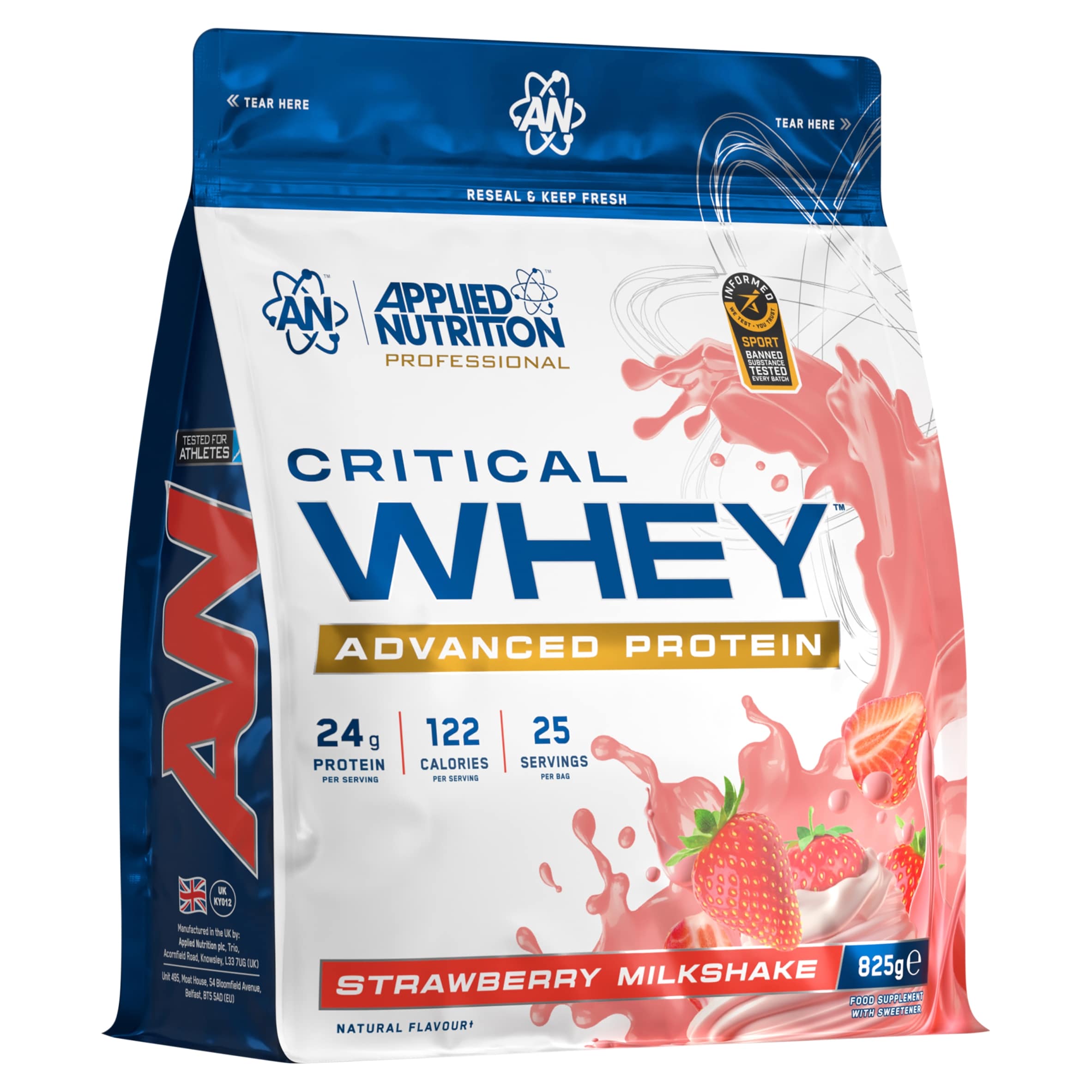 Applied Nutrition Critical Whey Protein Powder Strawberry Milkshake 825g