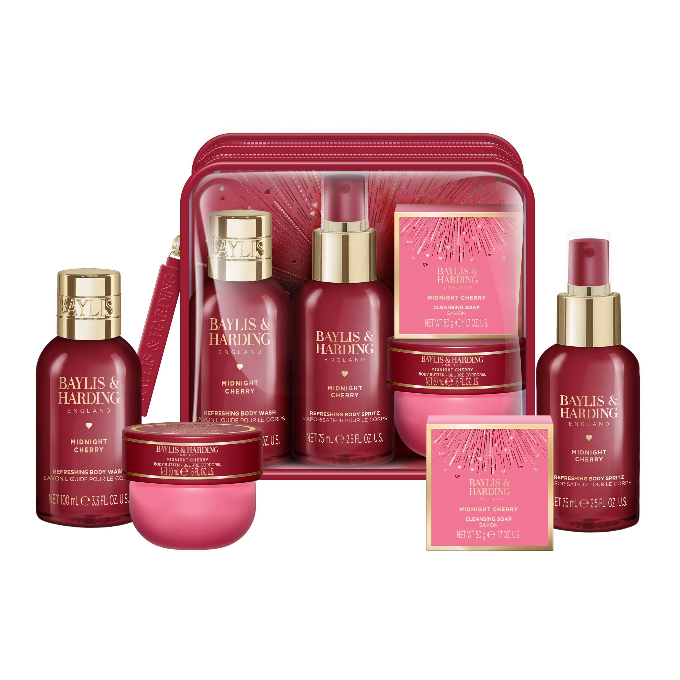 Baylis & Harding Midnight Cherry Travel Wash Bag Gift Set thumbnail 2