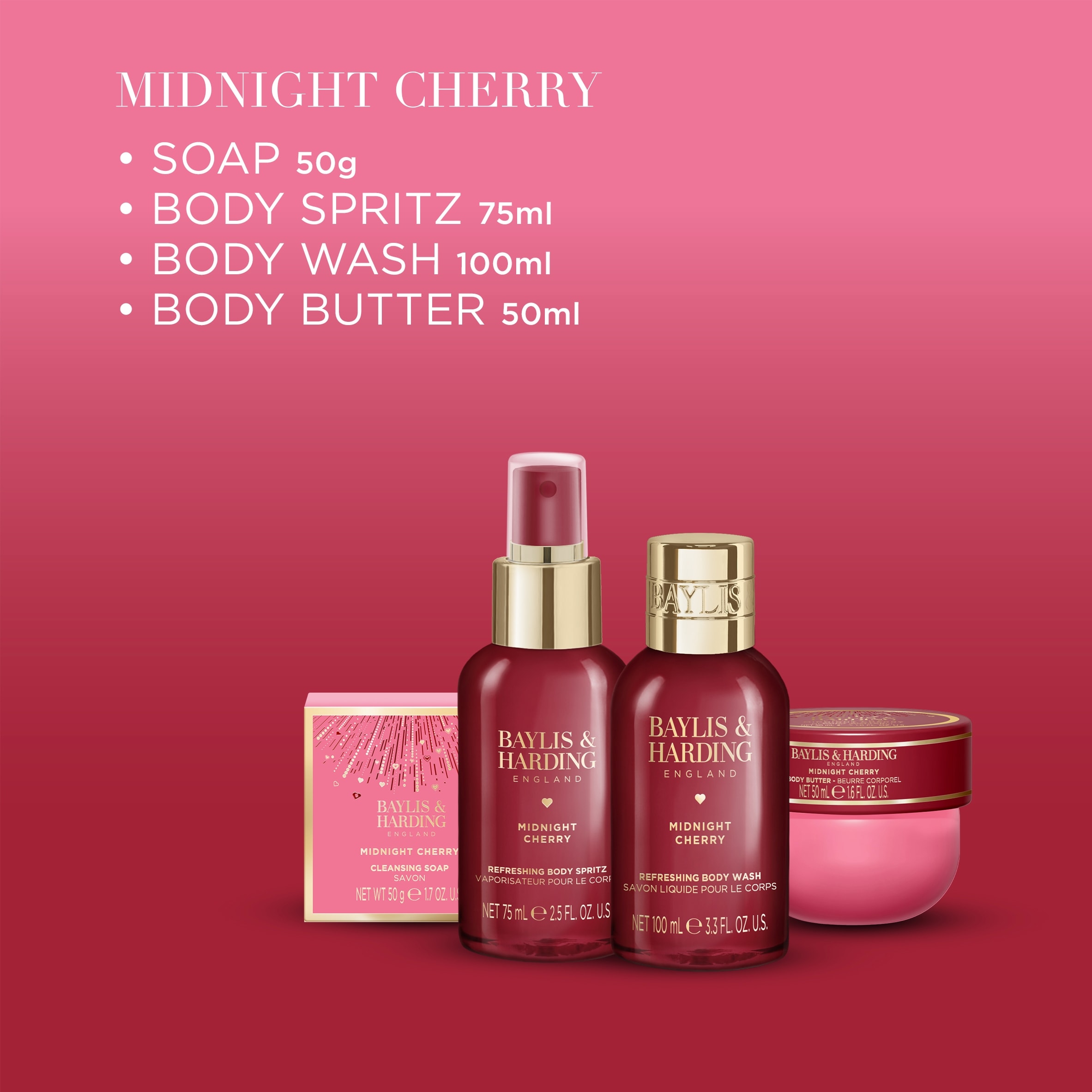 Baylis & Harding Midnight Cherry Travel Wash Bag Gift Set thumbnail 3