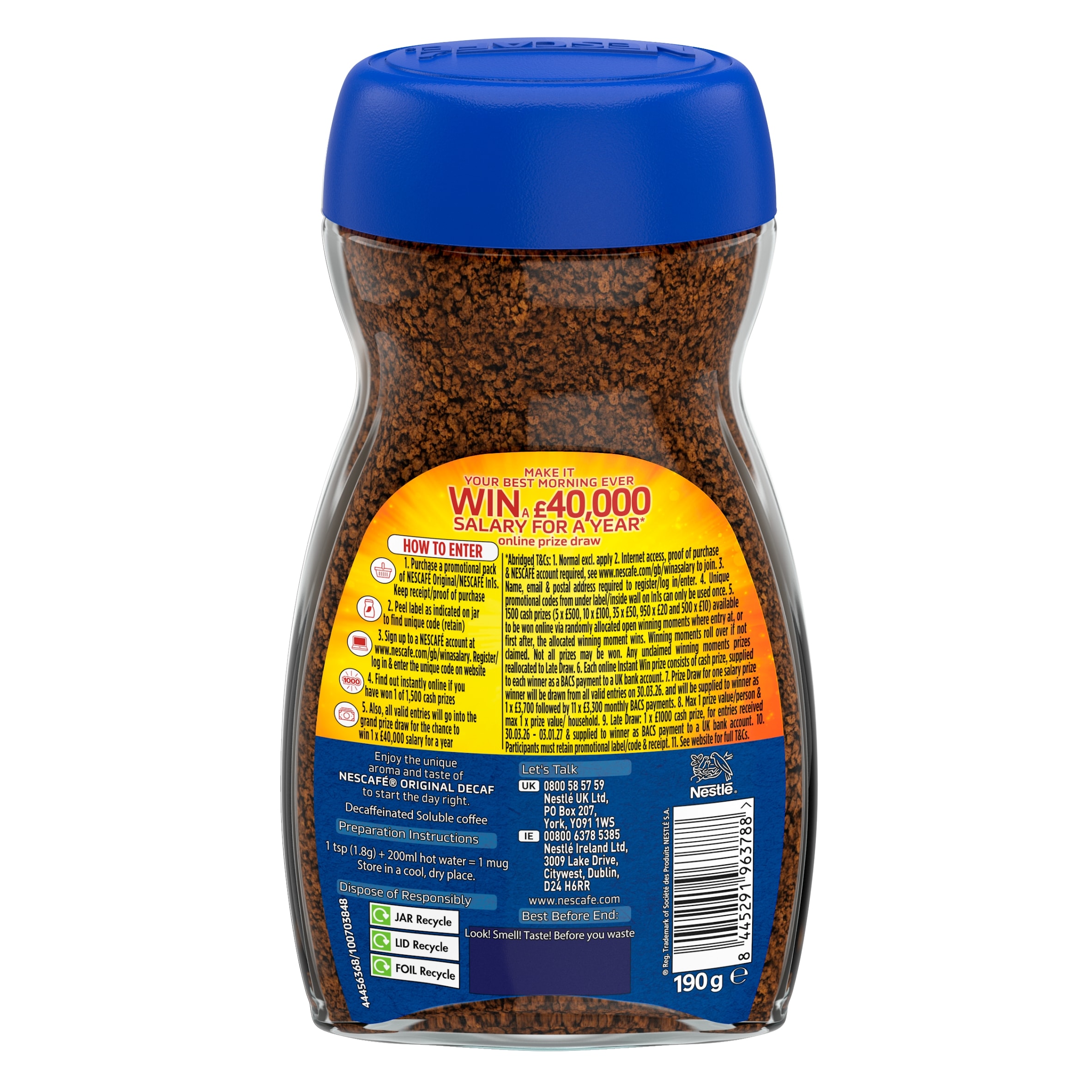 Nescafe Original Decaf Instant Coffee 190g thumbnail 2