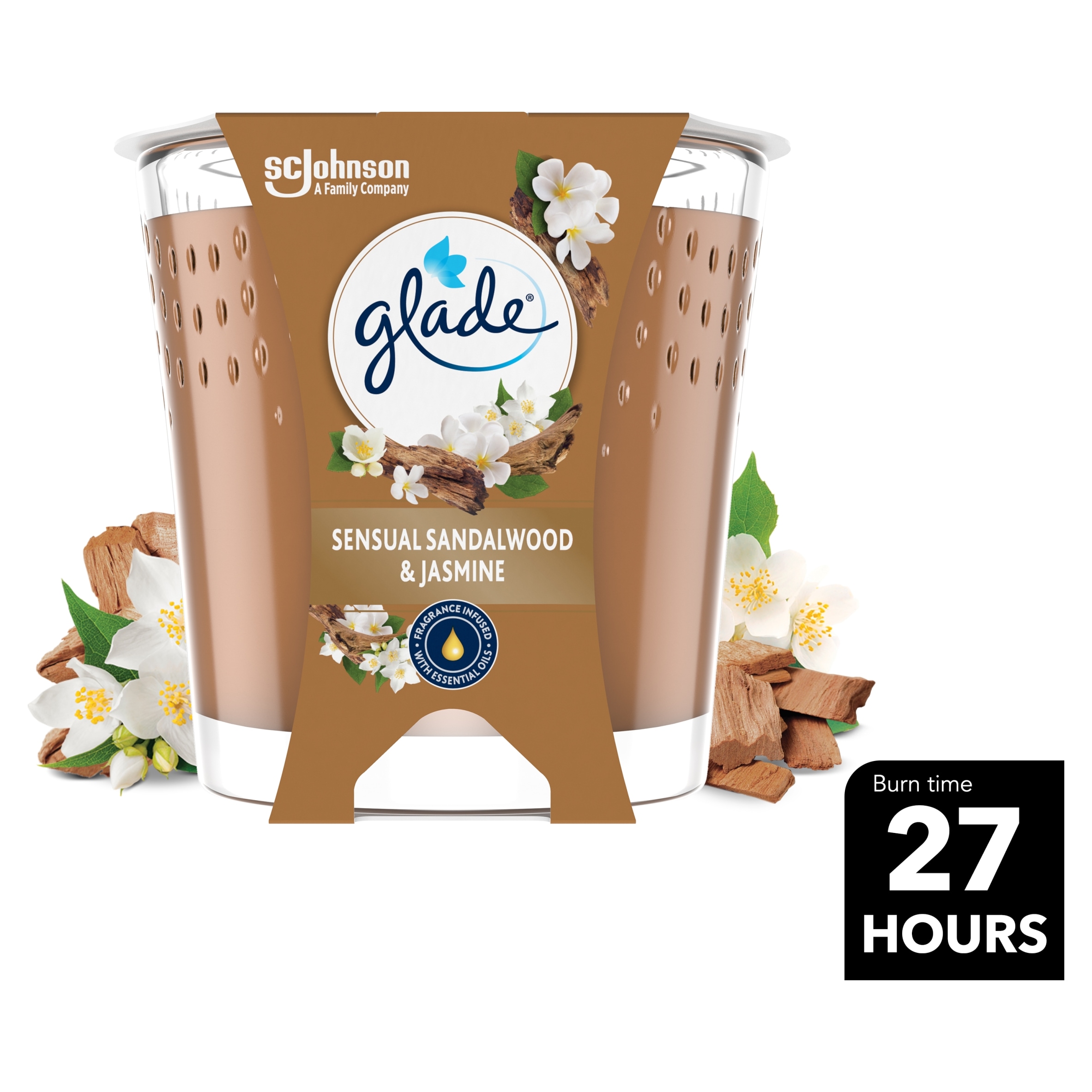 Glade Small Scented Candle, Sandalwood & Jasmine