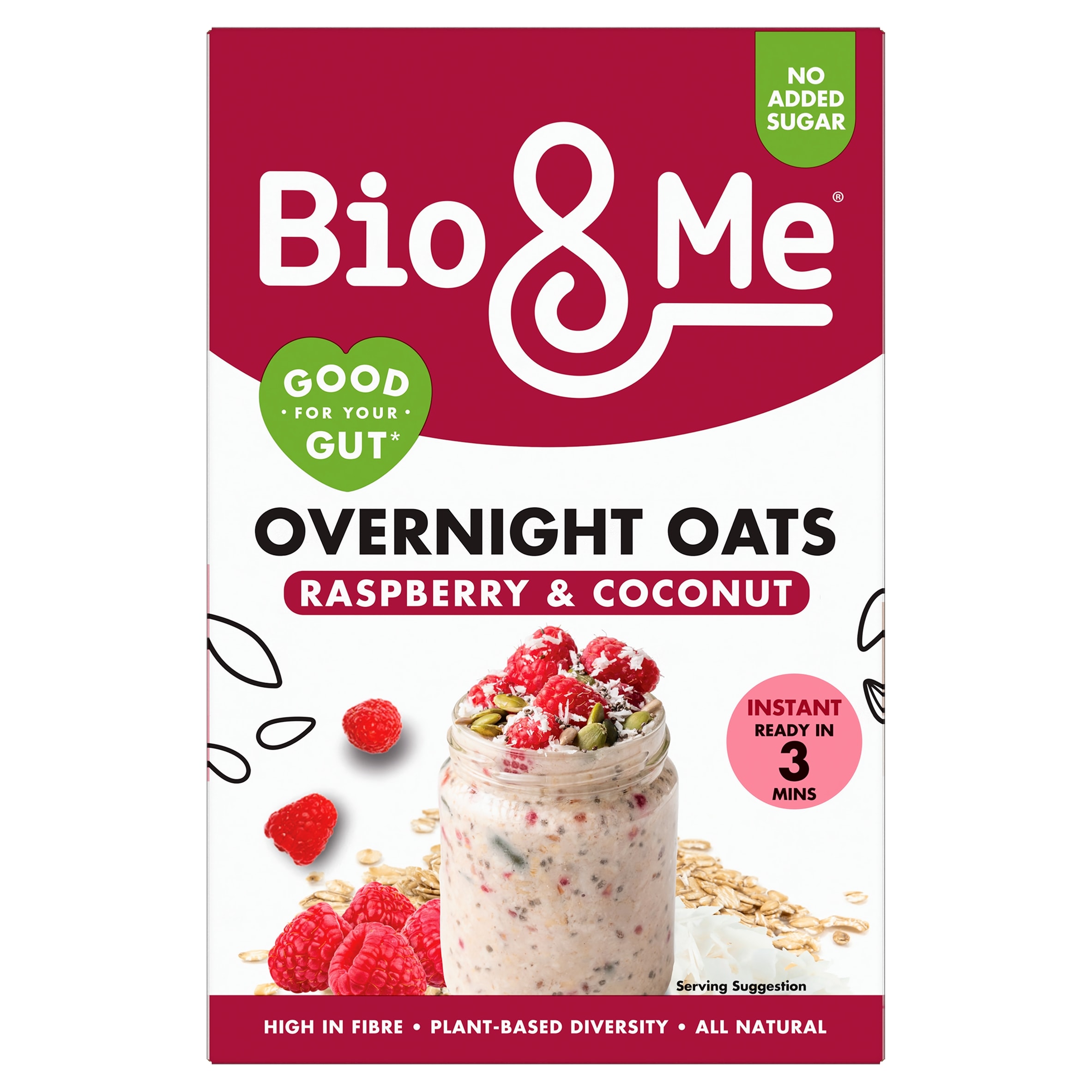 Bio&Me Raspberry & Coconut Gut-Loving Overnight Oats 350g