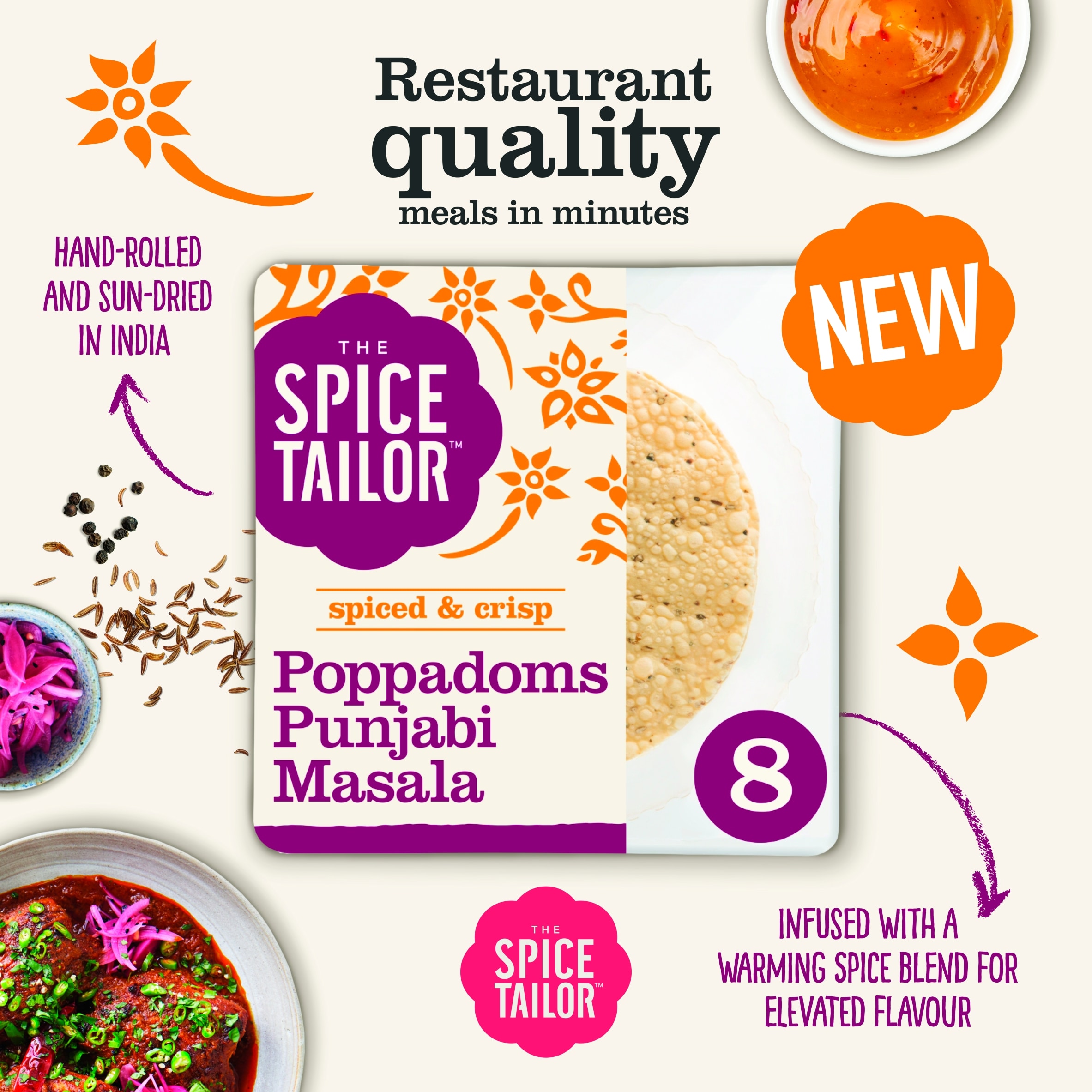 The Spice Tailor Punjabi Masala Poppadoms 8 pack 9g thumbnail 2