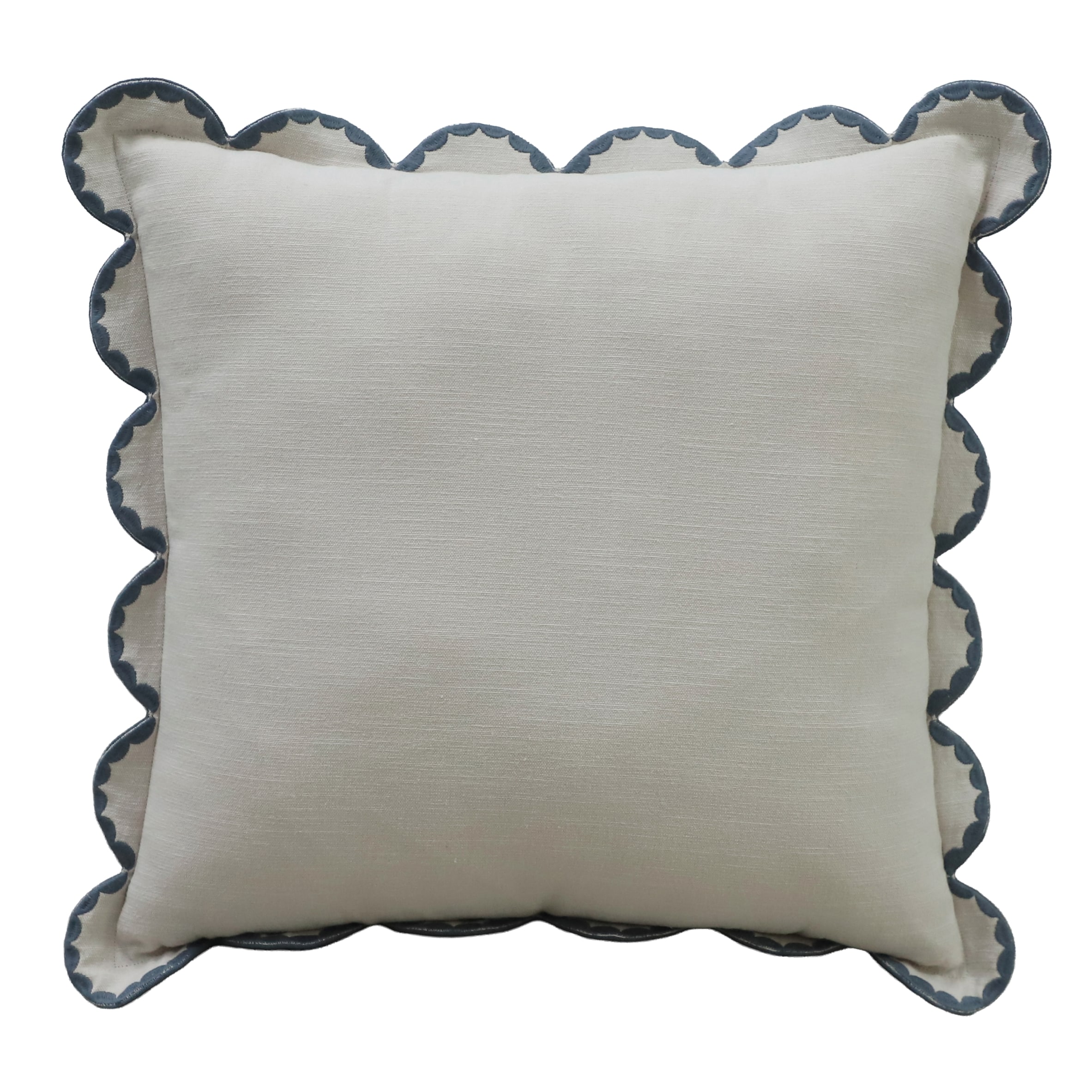F&F Home Neutral & Blue Stitched Scallop Cushion 45x45cm