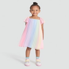 F&F Girls Rainbow Pleated Dress in Multi