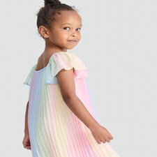 F&F Girls Rainbow Pleated Dress in Multi thumbnail 2
