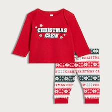 F&F Baby Christmas Crew Matching Family Christmas Pyjamas in Red