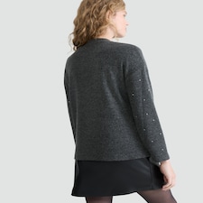 F&F Bow Detail Diamanté Embellished Jumper in Grey thumbnail 3