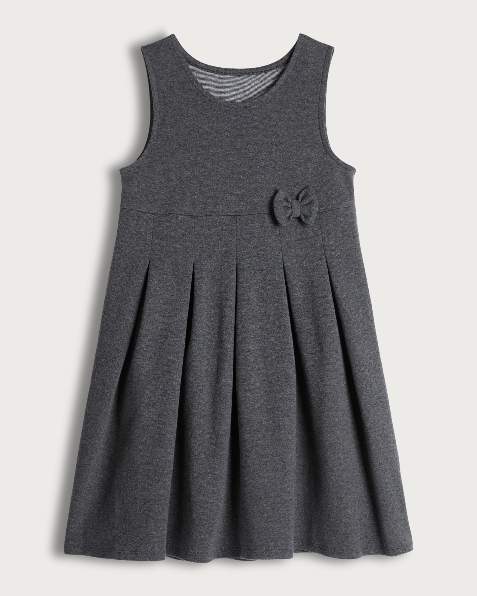 F&F School Girls Cotton Rich Bow Detail Pinafore in Grey thumbnail 4