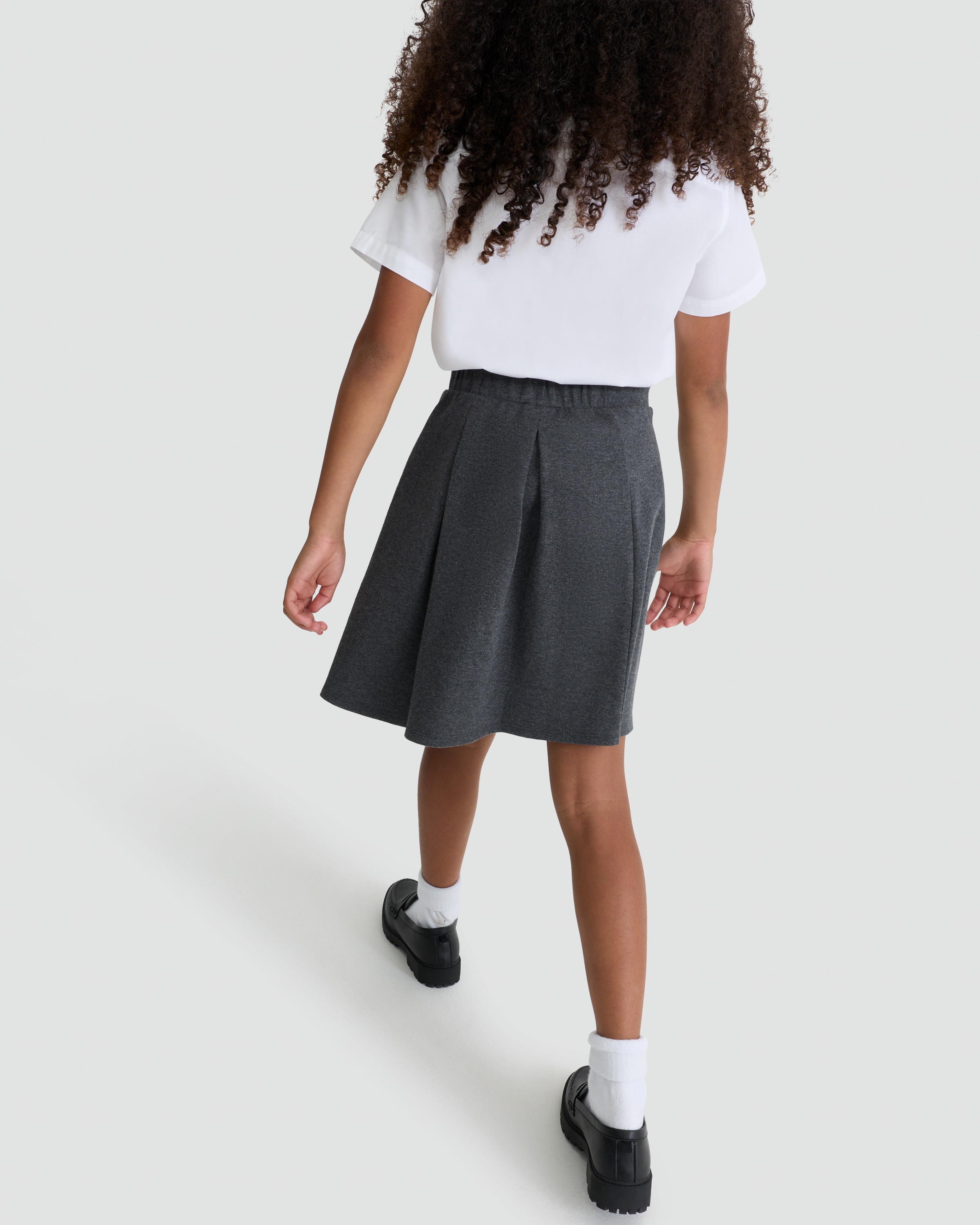 F&F School Girls Cotton Rich Bow Detail Pleated Skirt in Grey thumbnail 3