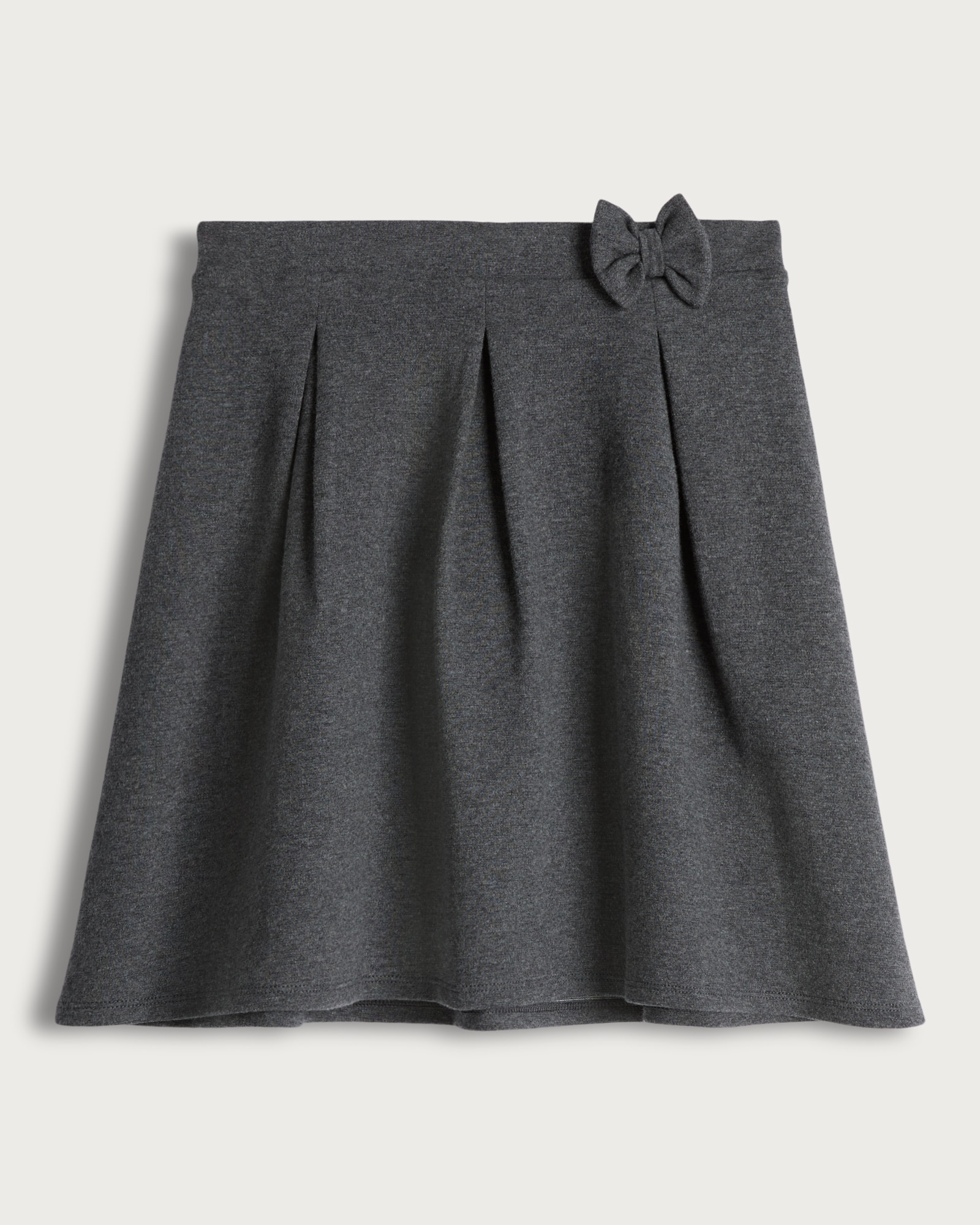 F&F School Girls Cotton Rich Bow Detail Pleated Skirt in Grey thumbnail 4