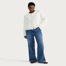 F&F Boucle Textured Button Front Cardigan with Wool in Cream thumbnail 2