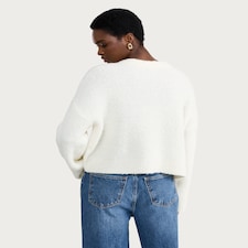 F&F Boucle Textured Button Front Cardigan with Wool in Cream thumbnail 3