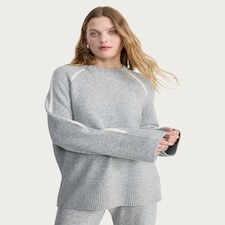 F&F Knitted Raglan Sleeved Jumper with Wool in Grey