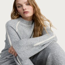 F&F Knitted Raglan Sleeved Jumper with Wool in Grey thumbnail 2