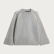 F&F Knitted Raglan Sleeved Jumper with Wool in Grey thumbnail 4