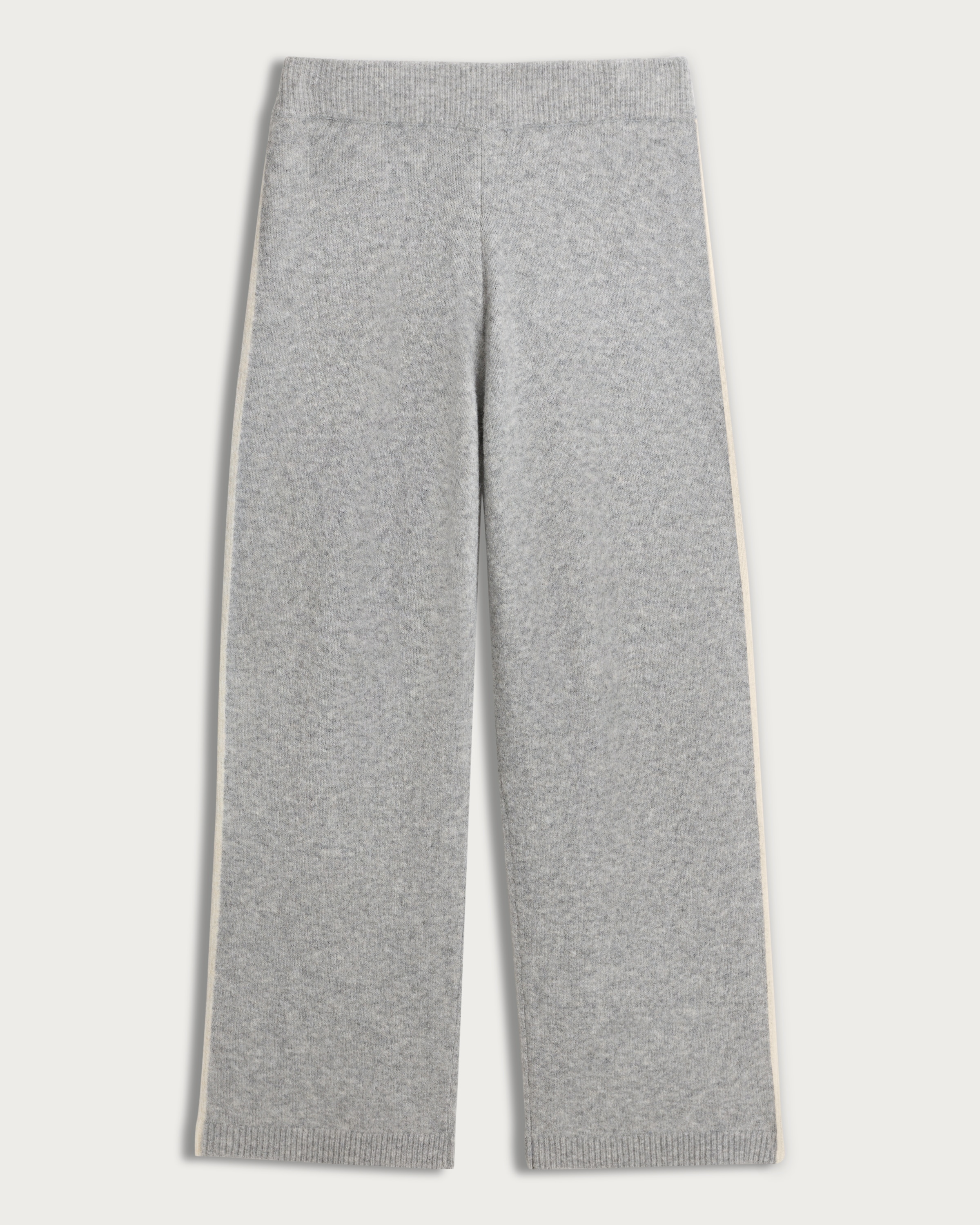 F&F Knitted Side Stripe Wide Leg Co-ord Trousers in Grey thumbnail 4