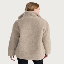 F&F Borg Textured Zip Up Jacket in Neutral thumbnail 3