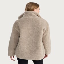 F&F Borg Textured Zip Up Jacket in Neutral thumbnail 3
