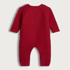 F&F Baby 2-Piece Pure Cotton Knitted Onesie and Hat Set in Red thumbnail 2