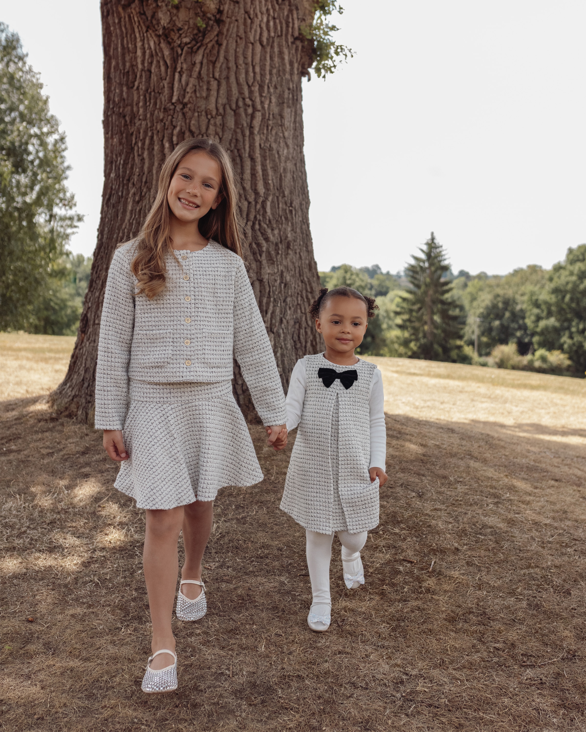 F&F x Samantha Faiers 2-Piece Tweed Jacket and Skirt Set in Cream