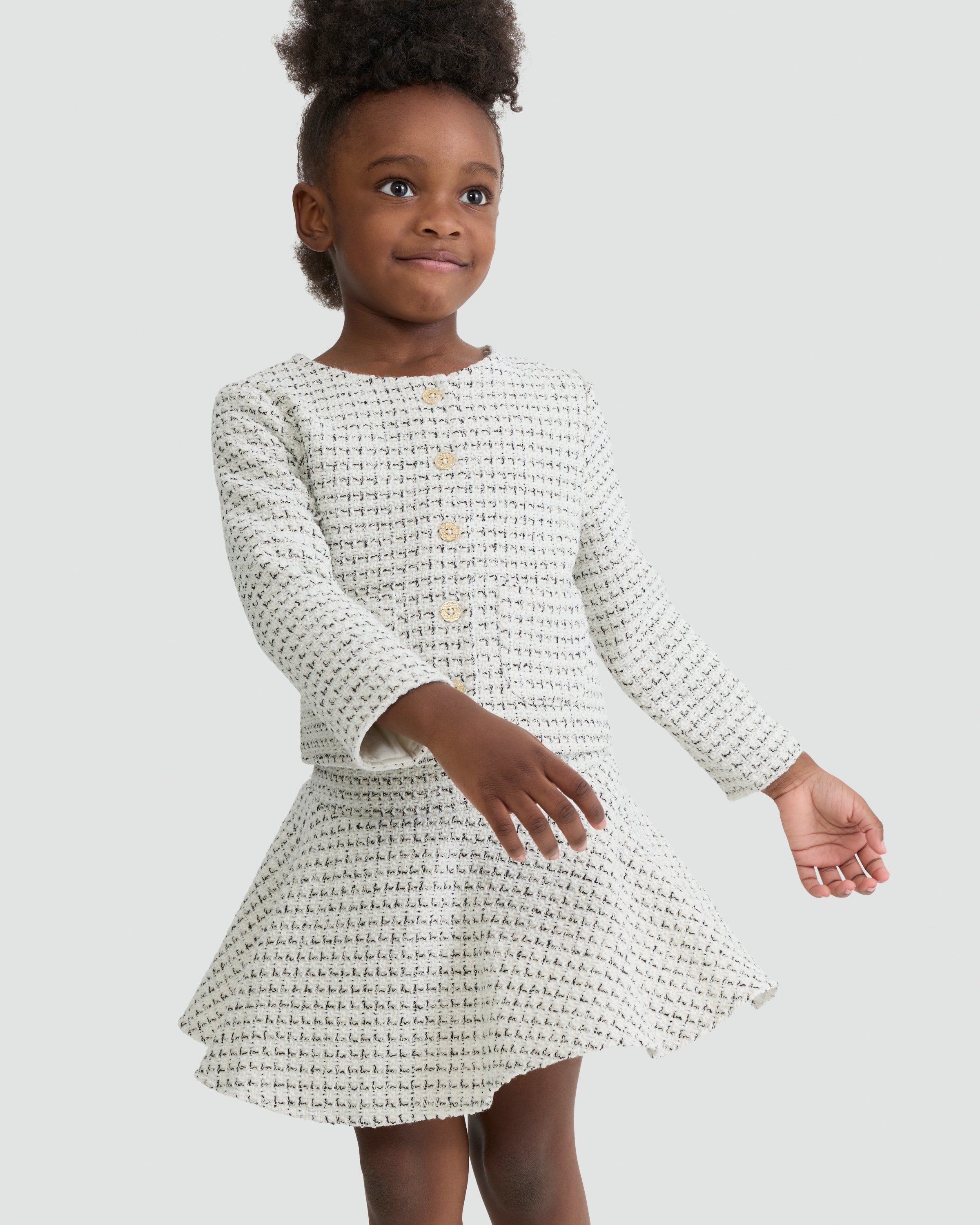 F&F x Samantha Faiers 2-Piece Tweed Jacket and Skirt Set in Cream thumbnail 4