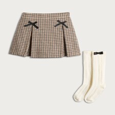 F&F x Samantha Faiers Check Print Skort and Cable Knit Socks in Multi thumbnail 5