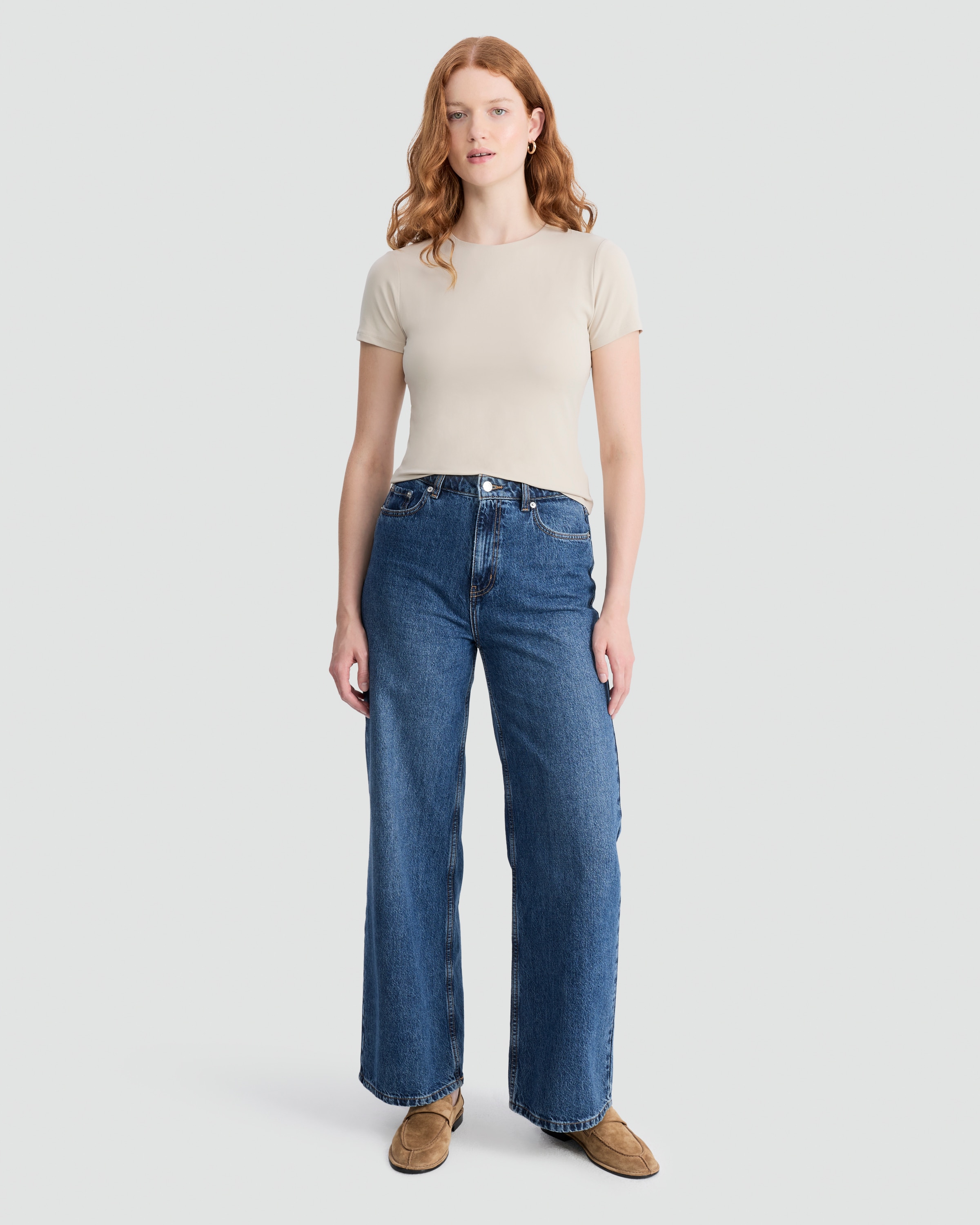 F&F Polyamide Crew Neck Short Sleeved T-Shirt in Sand thumbnail 2