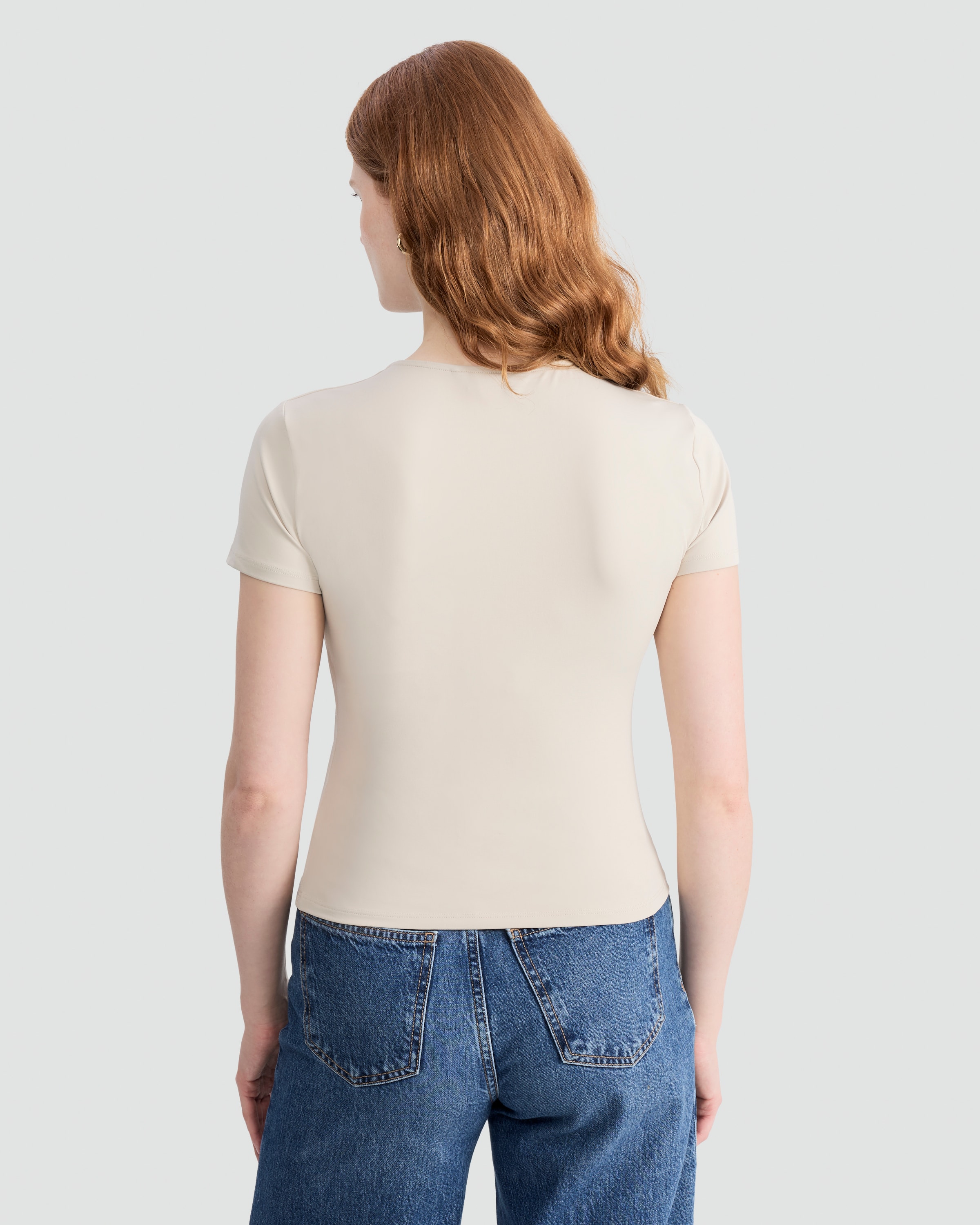 F&F Polyamide Crew Neck Short Sleeved T-Shirt in Sand thumbnail 3