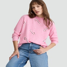 F&F Candy Cane Sequin Jumper in Pink