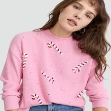 F&F Candy Cane Sequin Jumper in Pink thumbnail 2