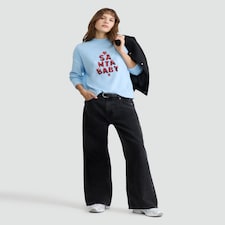 F&F Santa Baby Sequin Slogan Jumper in Blue