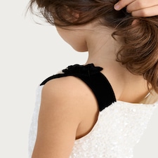 F&F Girls Velvet Strap Sequin Dress in Cream thumbnail 3