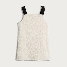 F&F Girls Velvet Strap Sequin Dress in Cream thumbnail 4