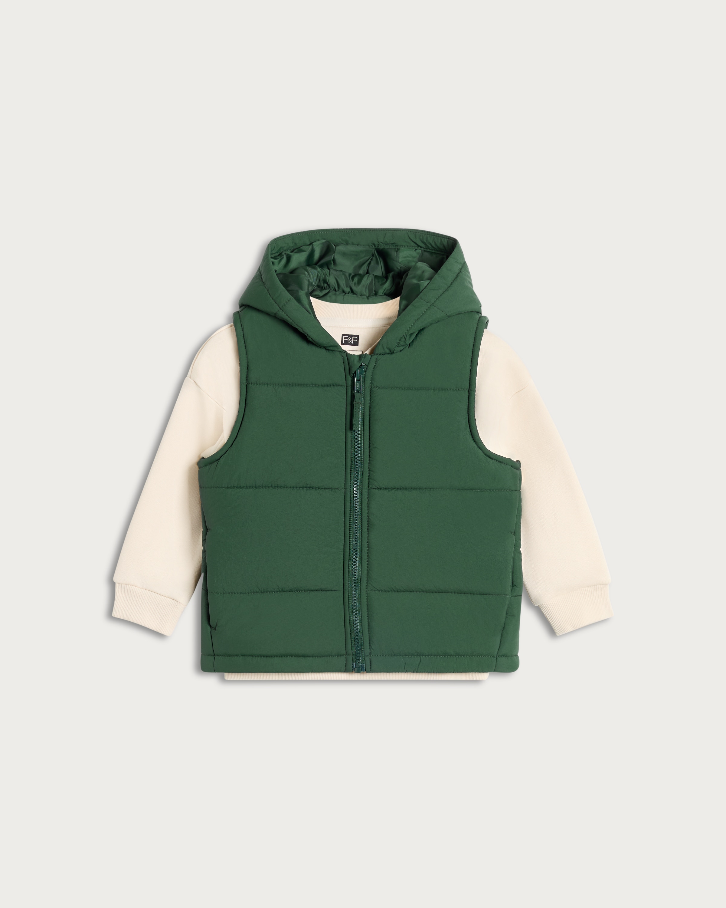 F&F Boys 2-Piece Hooded Gilet and Jumper Set in Green thumbnail 4