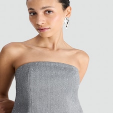F&F Herringbone Bandeau Co-ord Top in Grey thumbnail 2