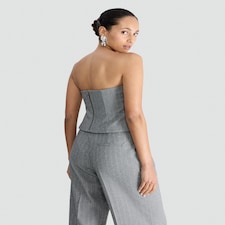 F&F Herringbone Bandeau Co-ord Top in Grey thumbnail 3